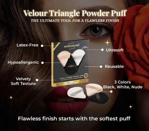 Velour Triangle Powder Puff Set
