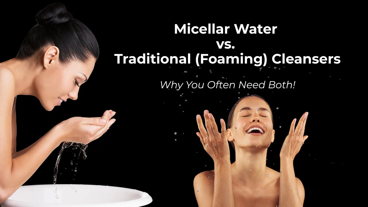 – Impressionz® Beauty, Skincare, Cosmetics &Amp;Amp; Makeup Tools Woman Washing Face With Water, Comparing Micellar Water And Foaming Cleansers.