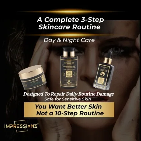 3 step skincare set for glowing skin day and night routine to repair skin damage and improve smooth radiant complexion safe for sensitive skin